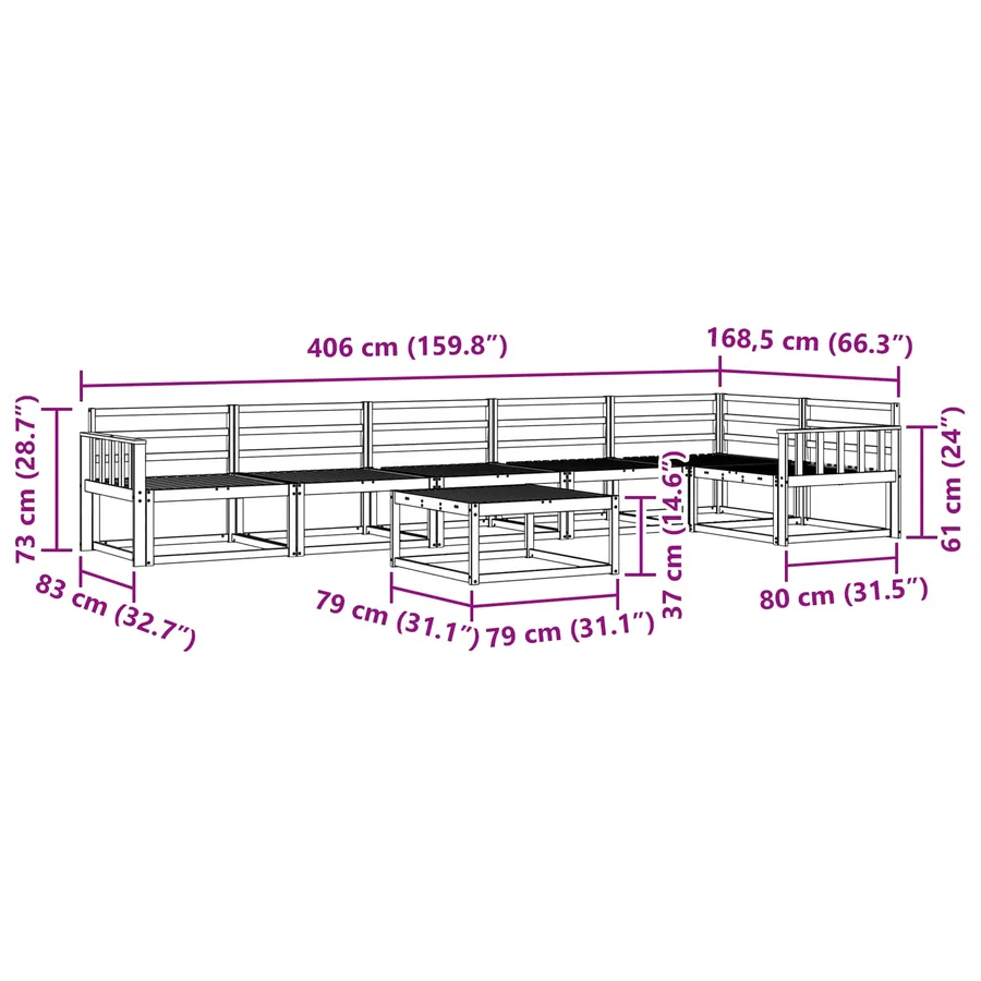 Ensemble de canapés d'extérieur 7 pcs Naturel - 10