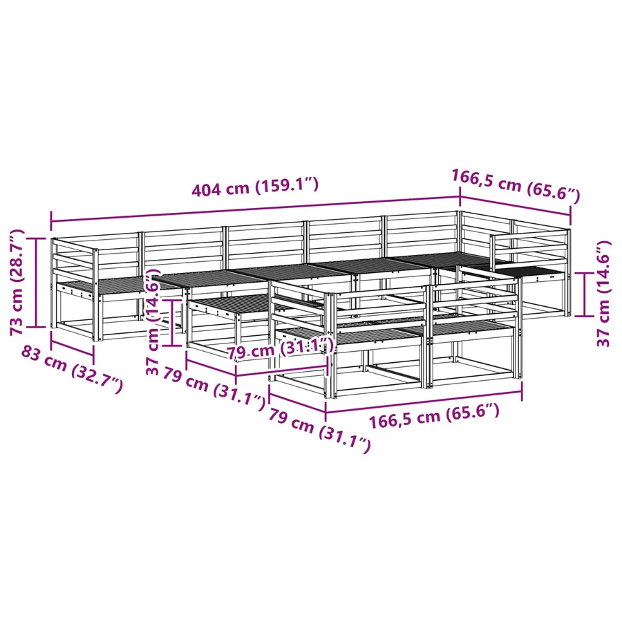 Ensemble de canapés d'extérieur 9 pcs Naturel - 11