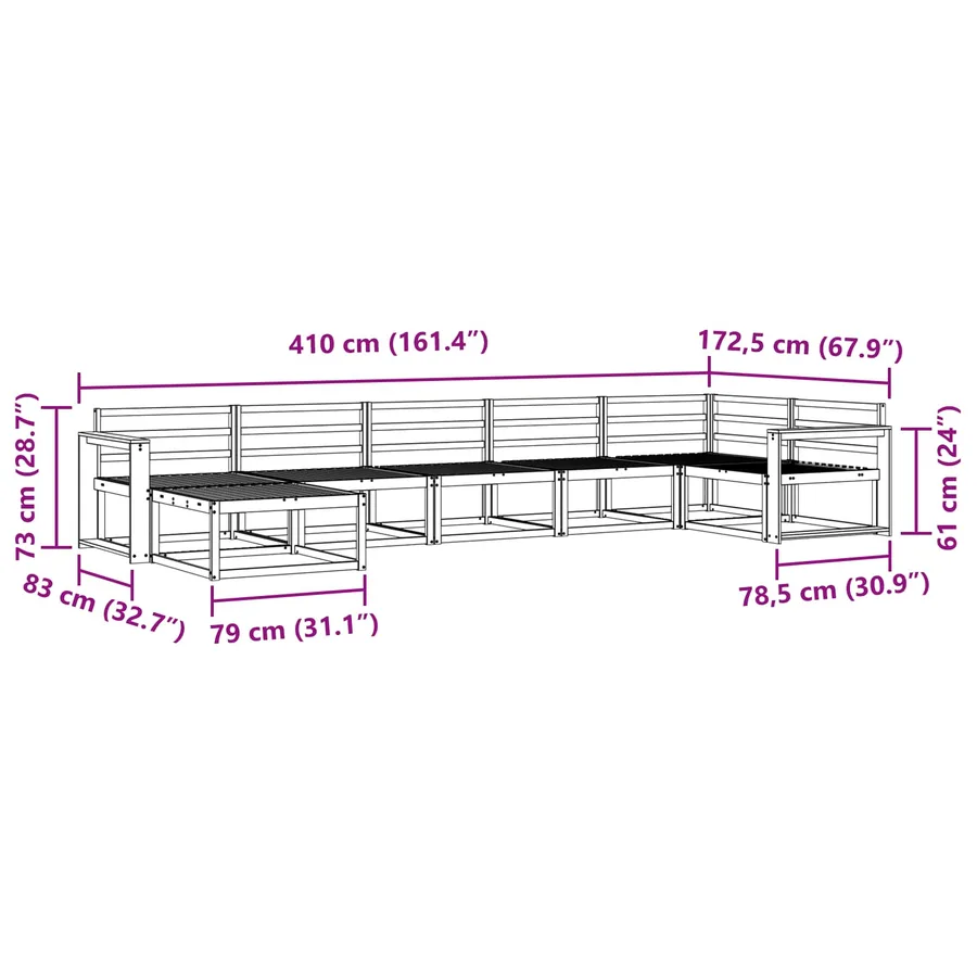Ensemble de canapés d'extérieur 7 pcs Naturel - 8