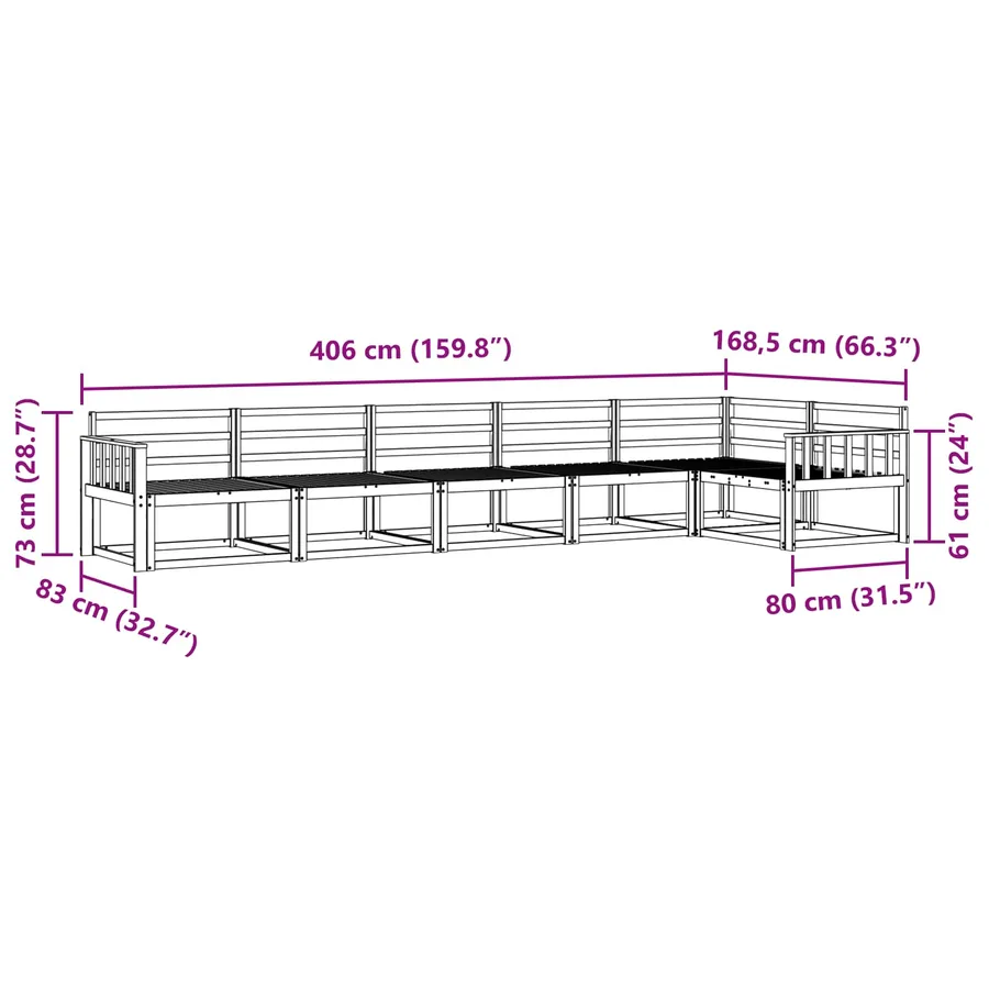 Ensemble de canapés d'extérieur 6 pcs Naturel - 7