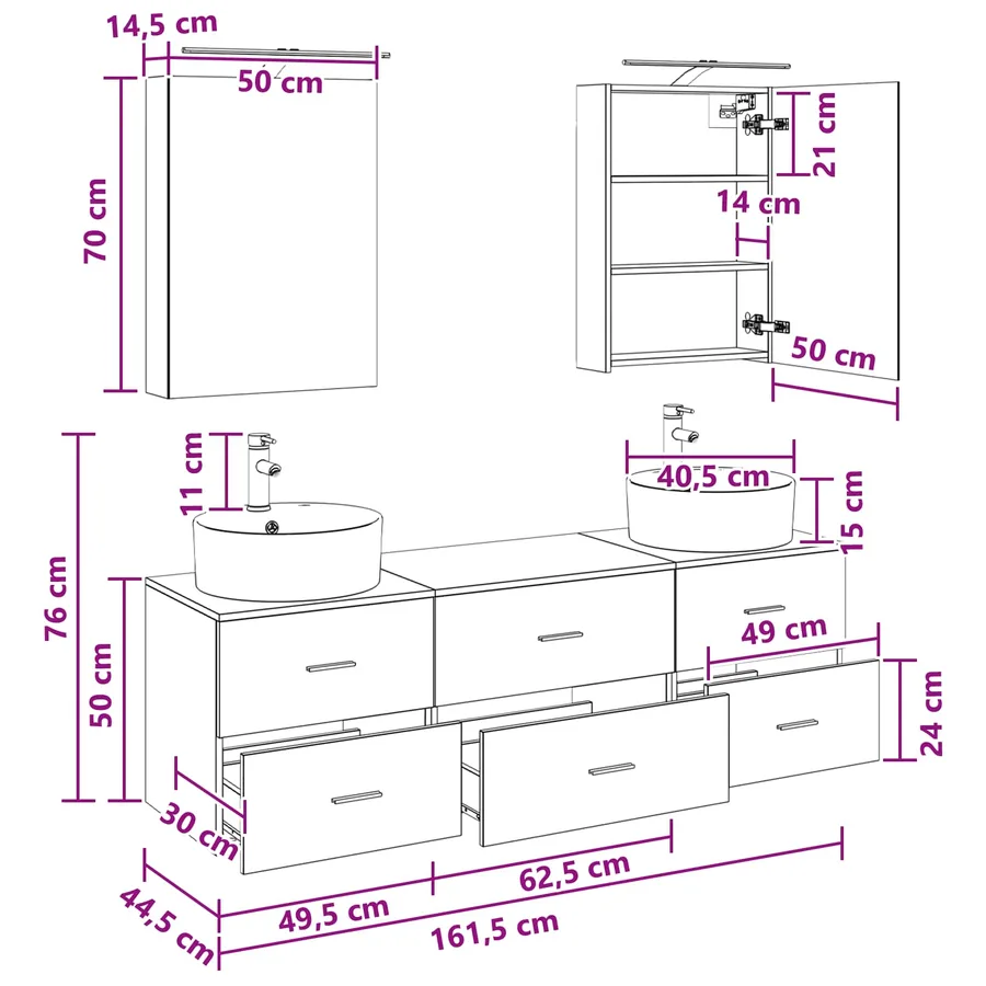 Ensemble de mobilier de salle de bain 5 pcs Chêne noir - 13
