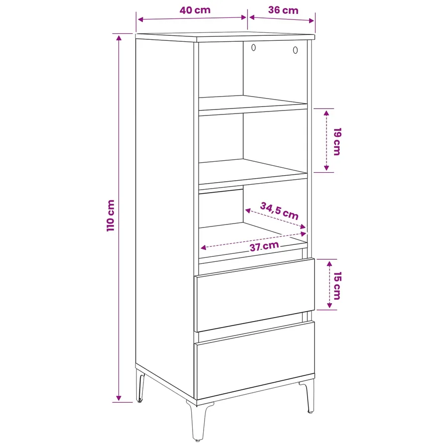 Haut Armoire Bois ancien 40 x 36 x 110 cm Bois d'ingénierie - 5
