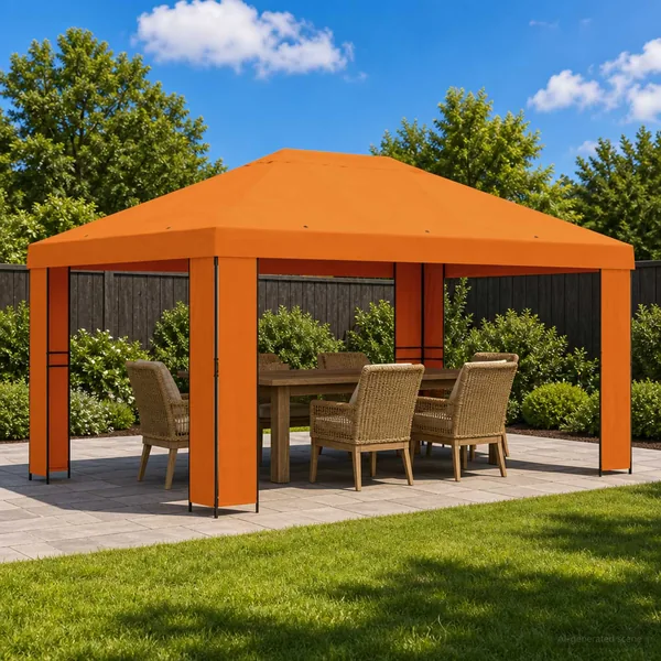 Pavillon 4 × 3 m Orange Polyester et Acier 190 gsm