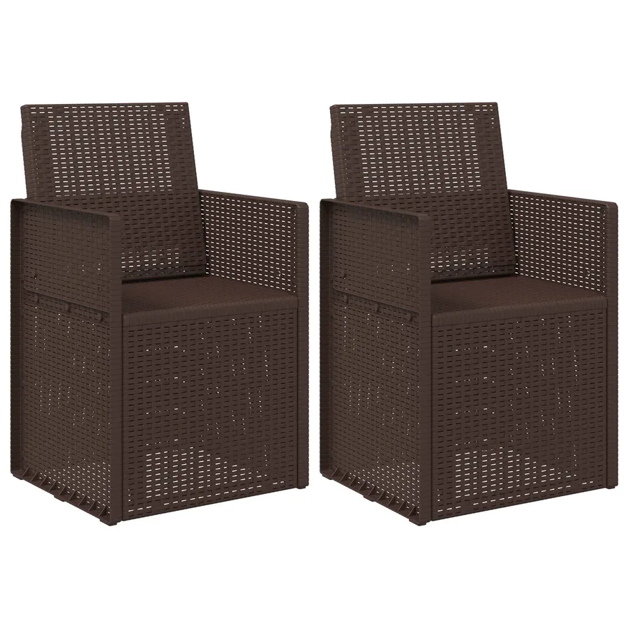 Chaises de jardin salle à manger 2 pcs Marron PP - 2