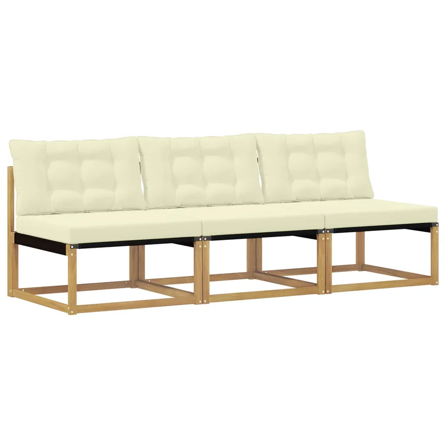 Sofa de milieu extérieur Bois d'acacia massif et Textilène - 2