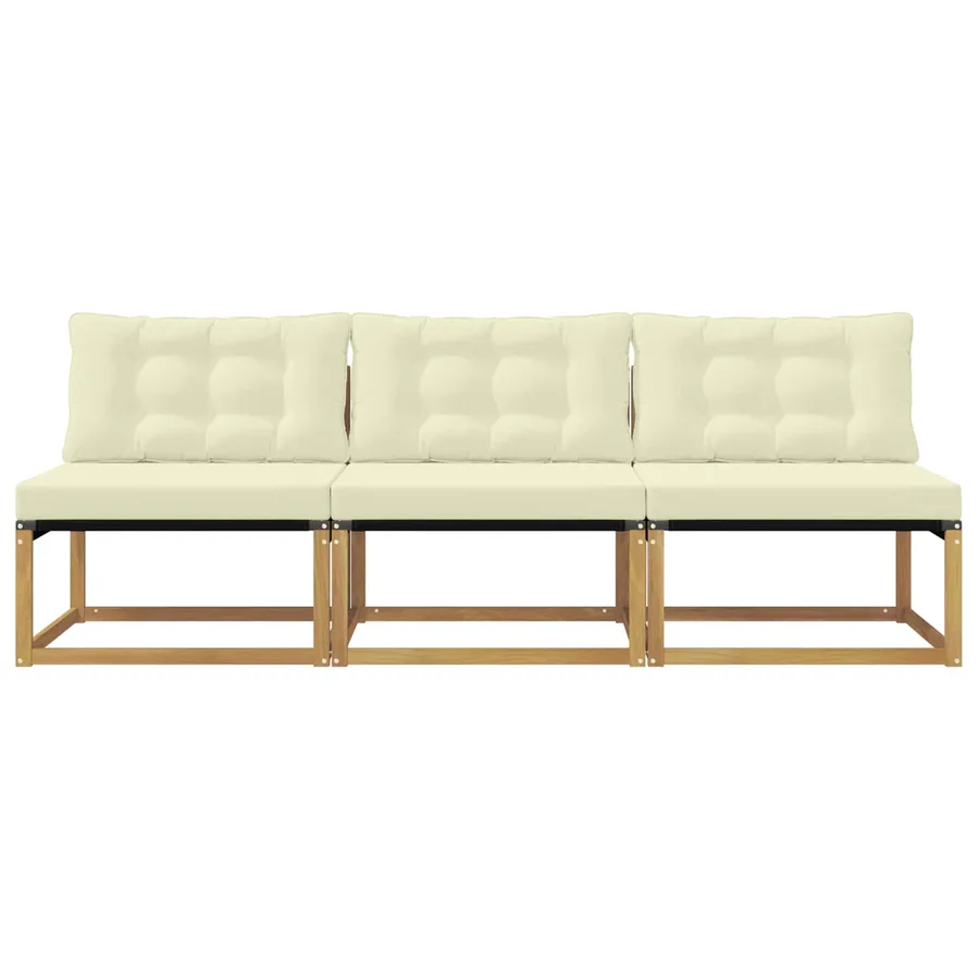 Sofa de milieu extérieur Bois d'acacia massif et Textilène - 4