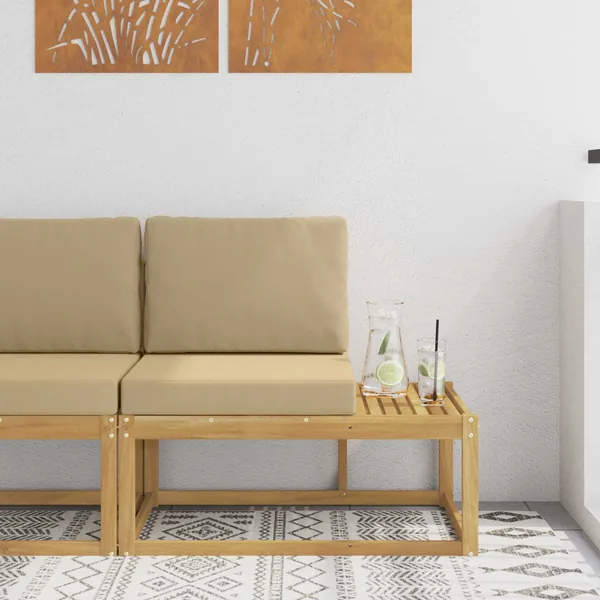 Canapé d'extérieur en bout avec coussin Blanc 91 x 63 x 73 cm