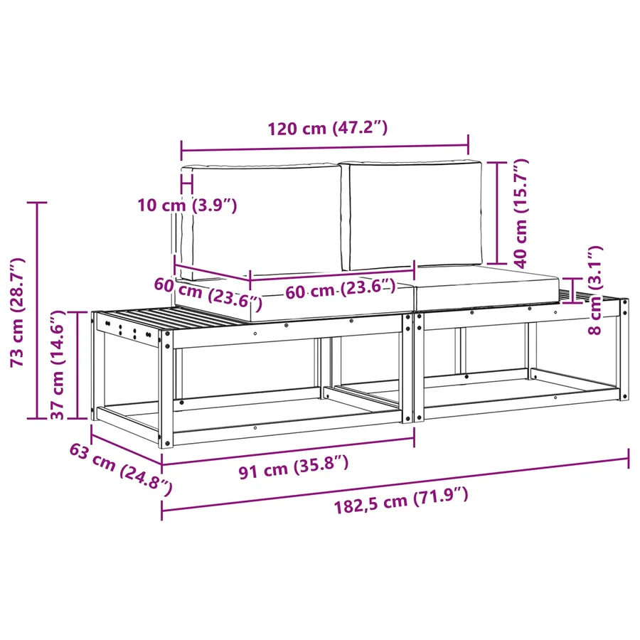Ensemble de canapés d'extérieur 2 pcs Blanc et anthracite - 7