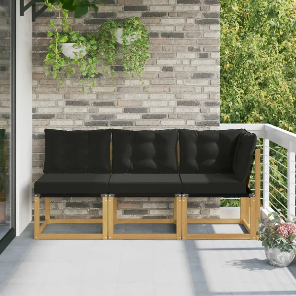Canapé d’extérieur milieu et coin avec coussin 3 Pièce Blanc
