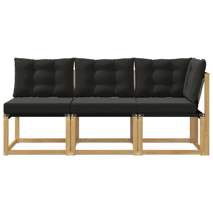 Canapé d’extérieur milieu et coin avec coussin 3 Pièce Blanc - 5