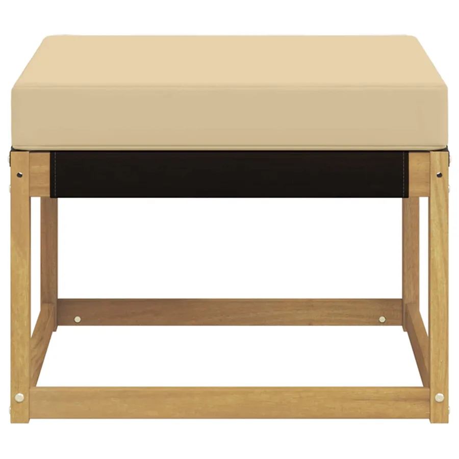 Pouf d'Extérieur Bois d'acacia massif et tissu Textilène Blanc - 5