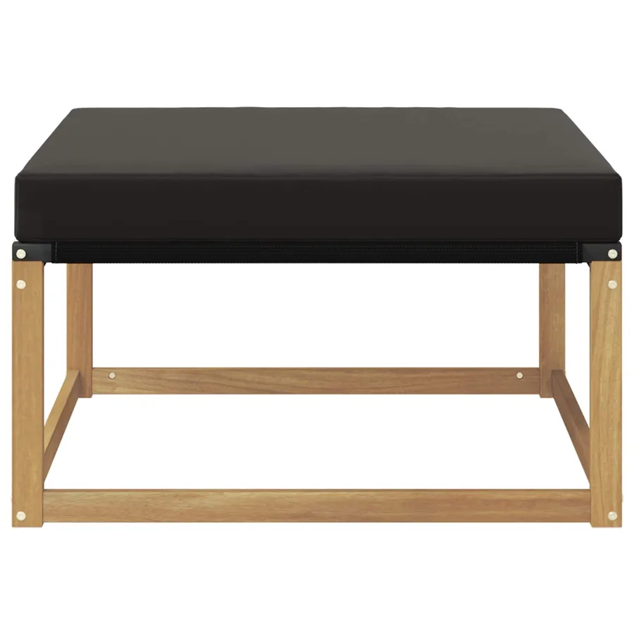 Pouf d'Extérieur Bois d'acacia massif et Textilène Blanc - 4
