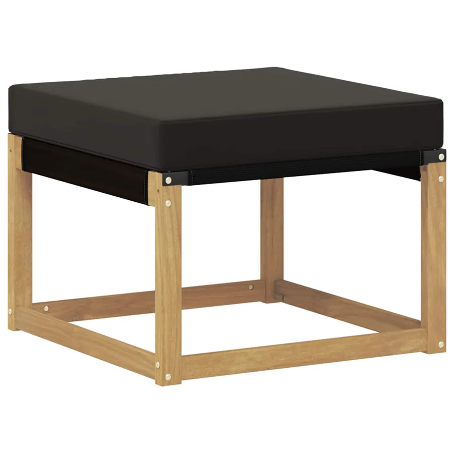 Pouf d'Extérieur Bois d'acacia massif et tissu Textilène Blanc - 2