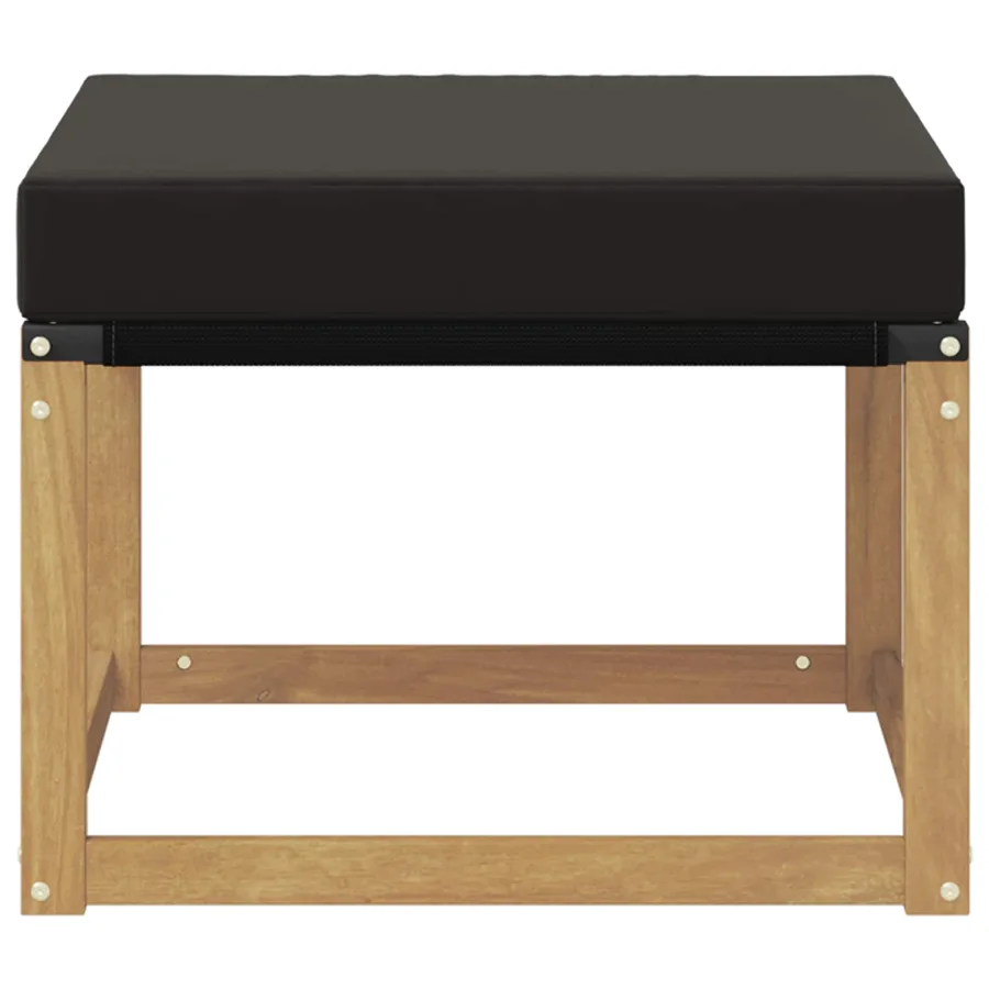 Pouf d'Extérieur Bois d'acacia massif et tissu Textilène Blanc - 4