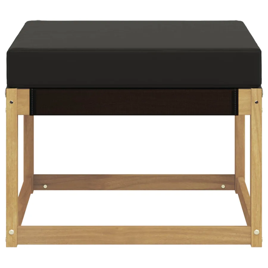 Pouf d'Extérieur Bois d'acacia massif et tissu Textilène Blanc - 5