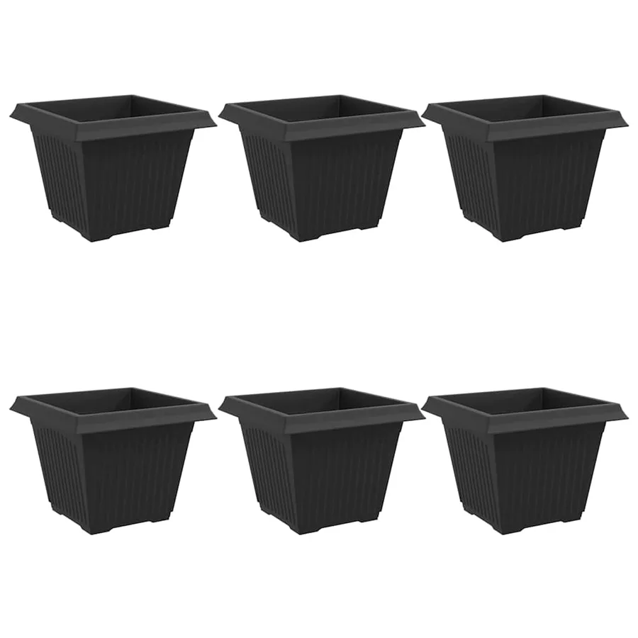 Pot de Fleurs Carré 6 pcs Noir 43 x 43 x 33,5 cm Plastique - 2