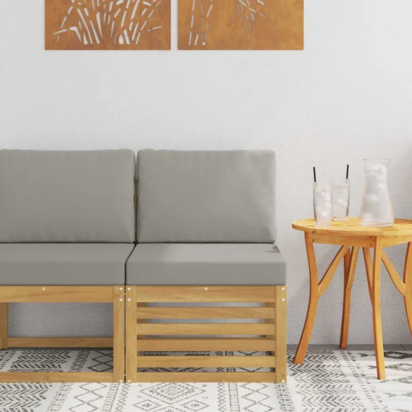 Sofa de milieu extérieur Bois d'Acacia Massif Blanc