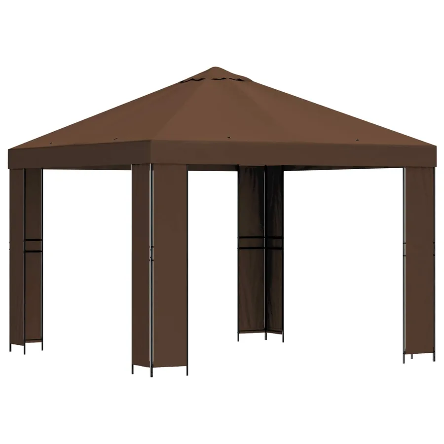 Pavillon 3 x 3 m Marron Polyester et Acier 190 gsm - 2