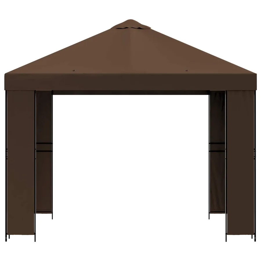 Pavillon 3 x 3 m Marron Polyester et Acier 190 gsm - 3