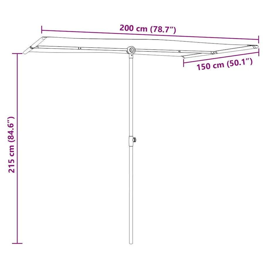 Parasol de jardin avec mât en aluminium 2x1,5 m Blanc sable - 11