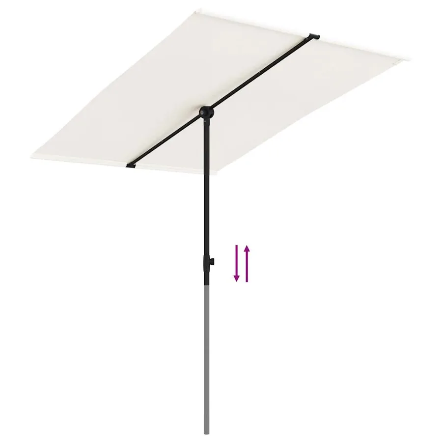 Parasol de jardin avec mât en aluminium 2x1,5 m Blanc sable - 7