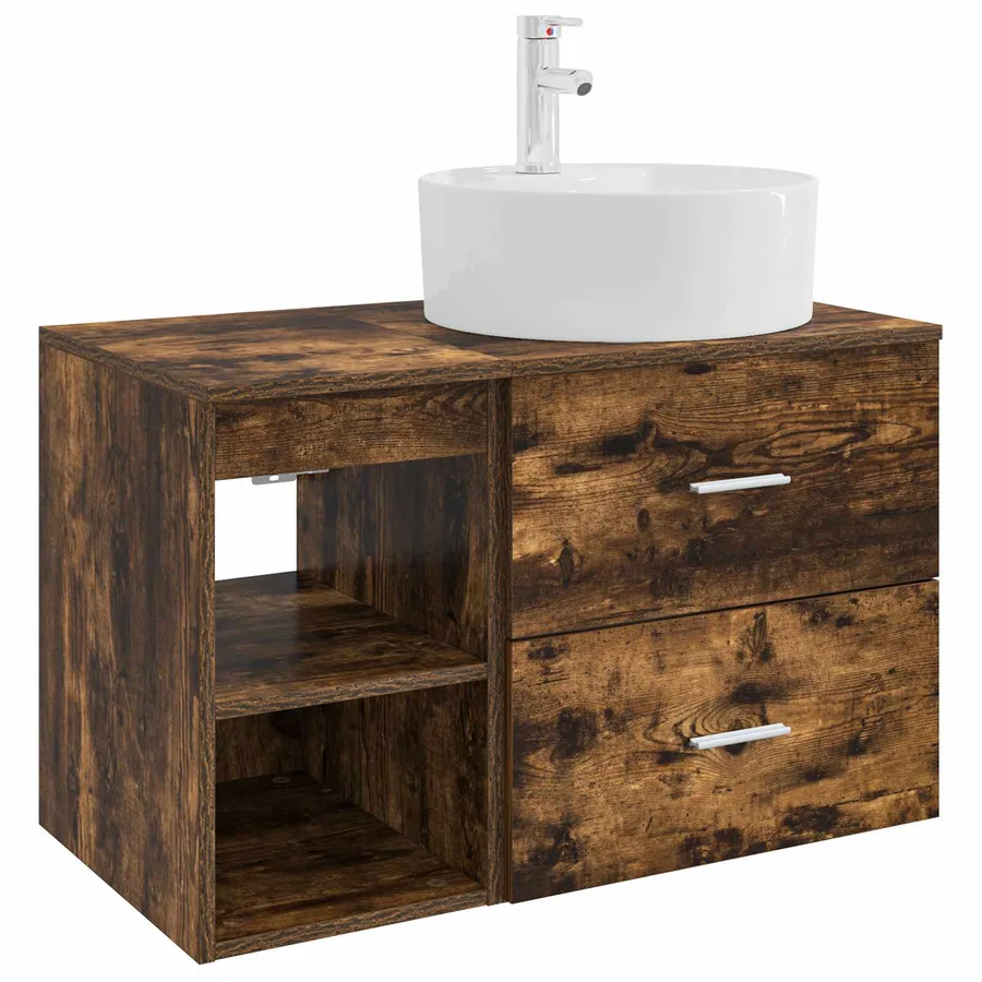 Ensemble de mobilier de salle de bain 2 pcs Chêne fumé - 2
