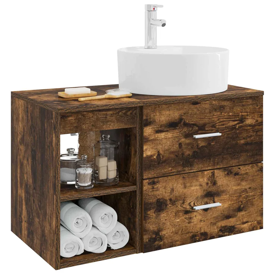 Ensemble de mobilier de salle de bain 2 pcs Chêne fumé - 3