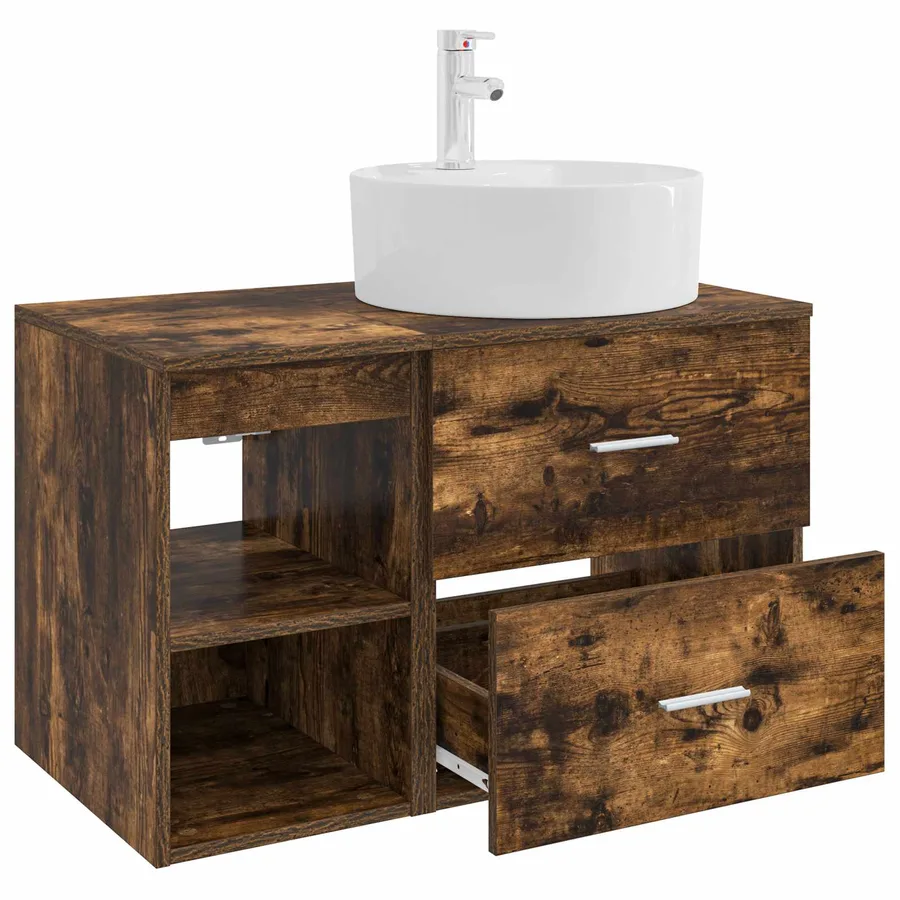 Ensemble de mobilier de salle de bain 2 pcs Chêne fumé - 4