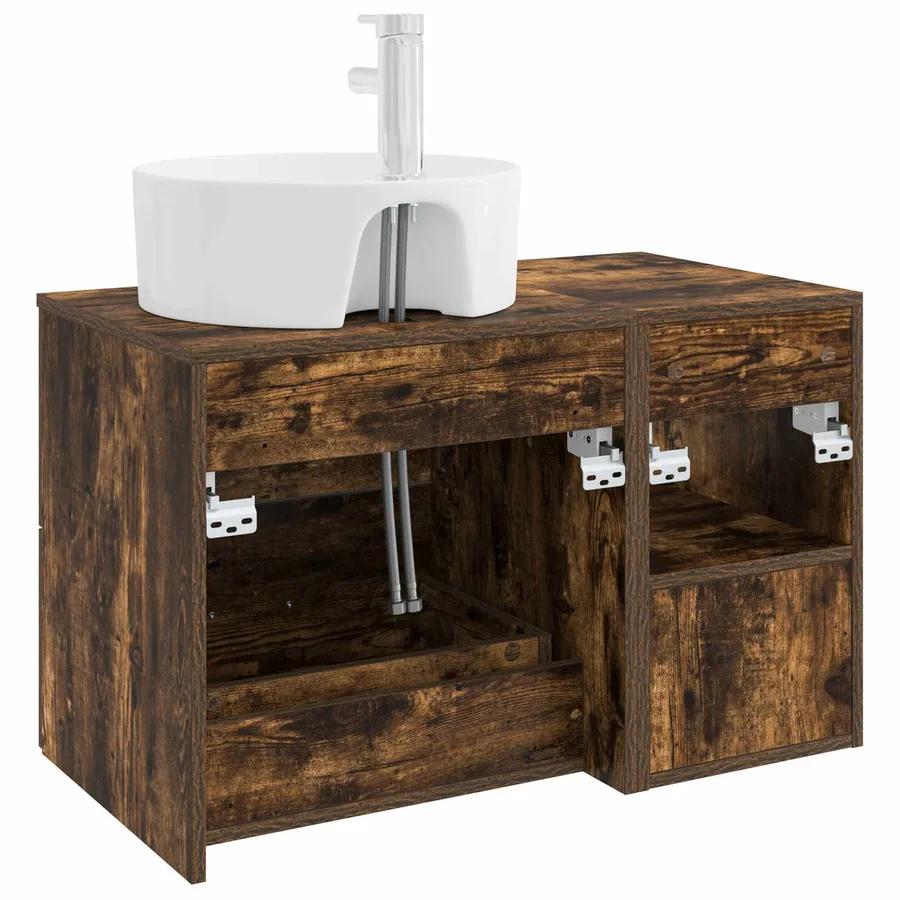 Ensemble de mobilier de salle de bain 2 pcs Chêne fumé - 6