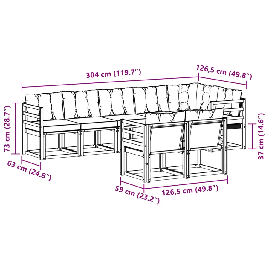 Ensemble de canapés d'extérieur 8 pcs Blanc et Beige - 9