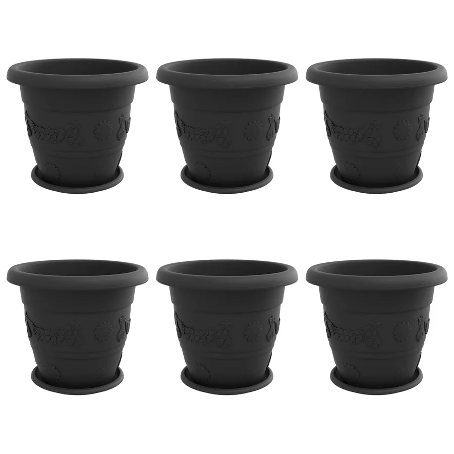 Pots de plantes 6 pcs Noir Ø 39 x 32 cm Plastique - 2