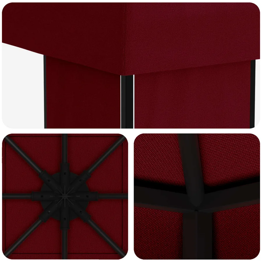 Pavillon 4 × 3 m Bordeaux Polyester et Acier 190 gsm - 5