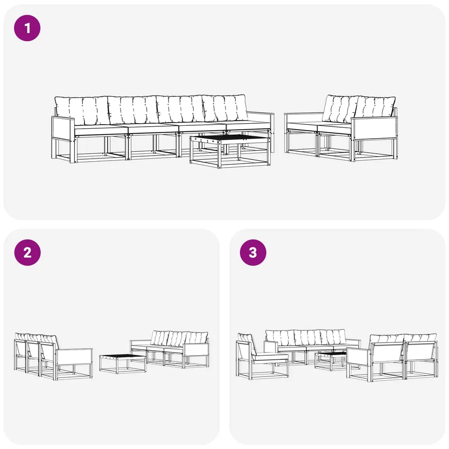 Ensemble de canapés d'extérieur 7 pcs Naturel et Beige - 7