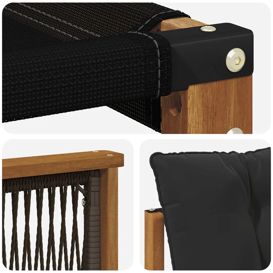 Ensemble de canapés d'extérieur 5 pcs Naturel et noir - 7