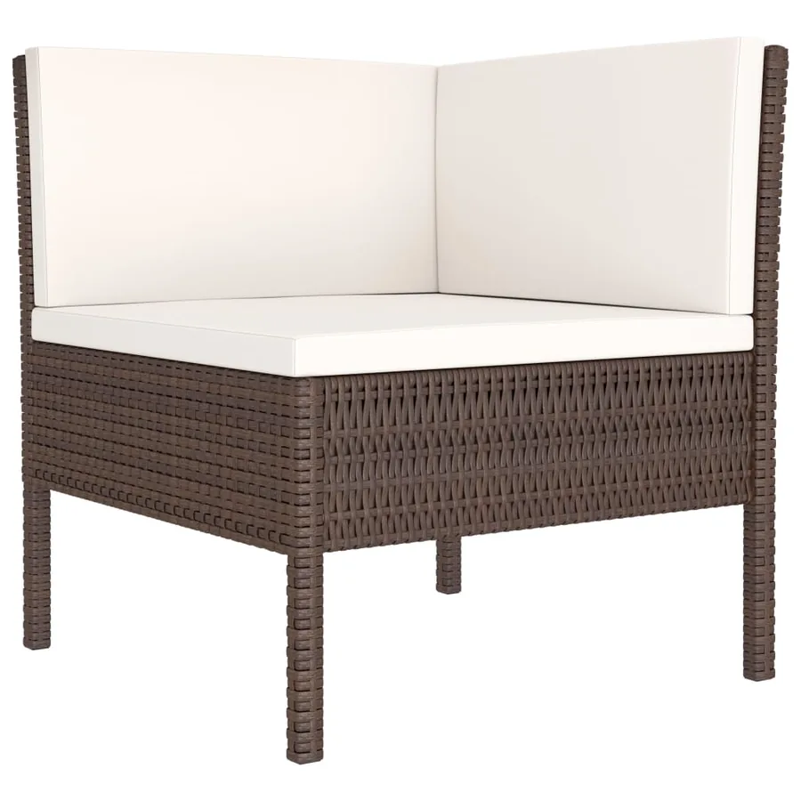 Salon de jardin 6 pcs avec coussins Résine tressée Marron - 3