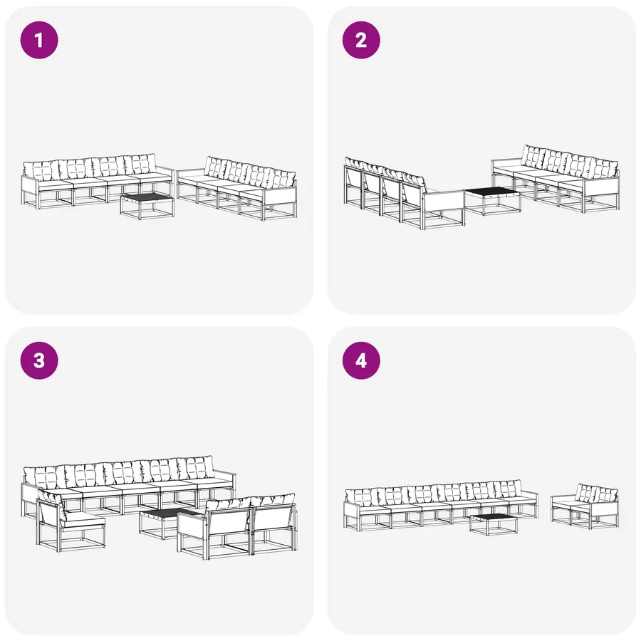 Ensemble de canapés d'extérieur 9 pcs Naturel et noir - 7