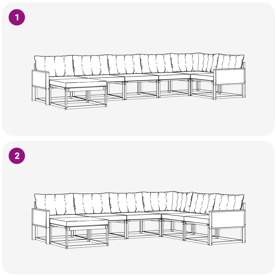 Ensemble de canapés d'extérieur 7 pcs Naturel et noir - 8