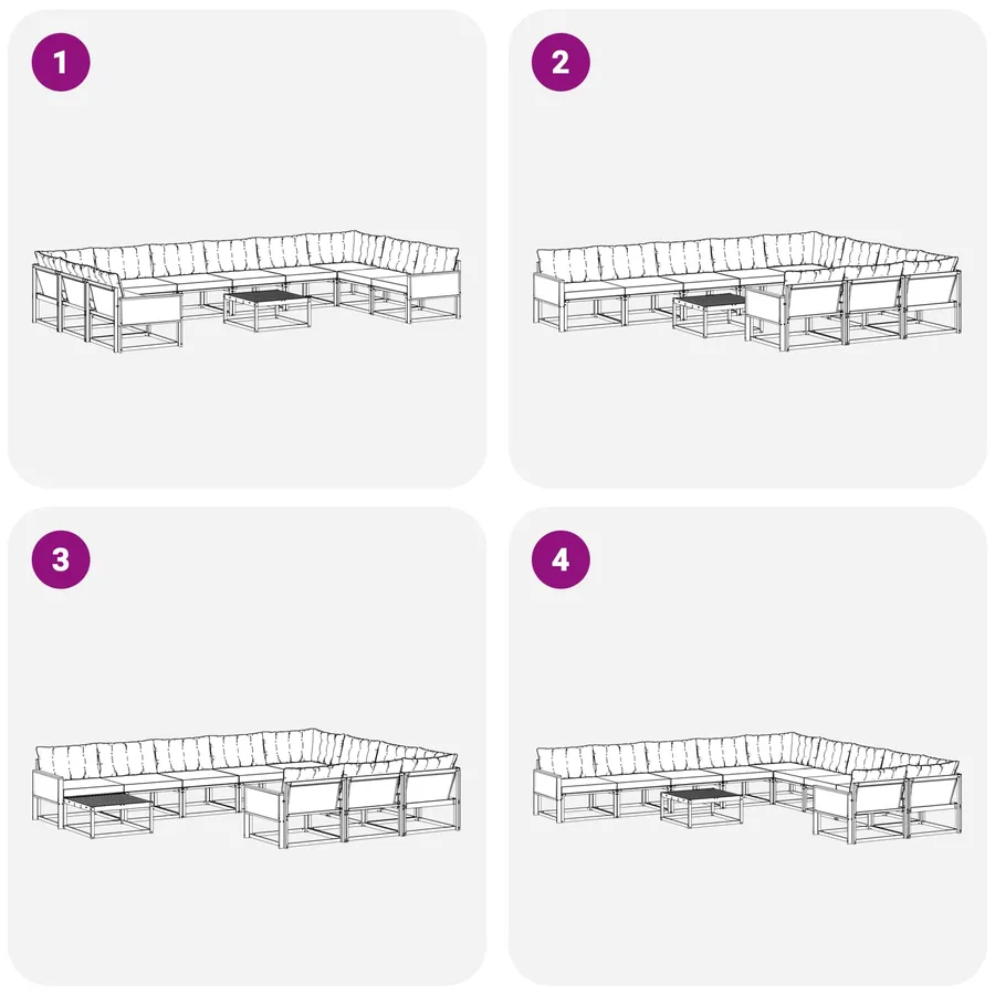 Ensemble de canapés d'extérieur 11 pcs Naturel et Beige - 9