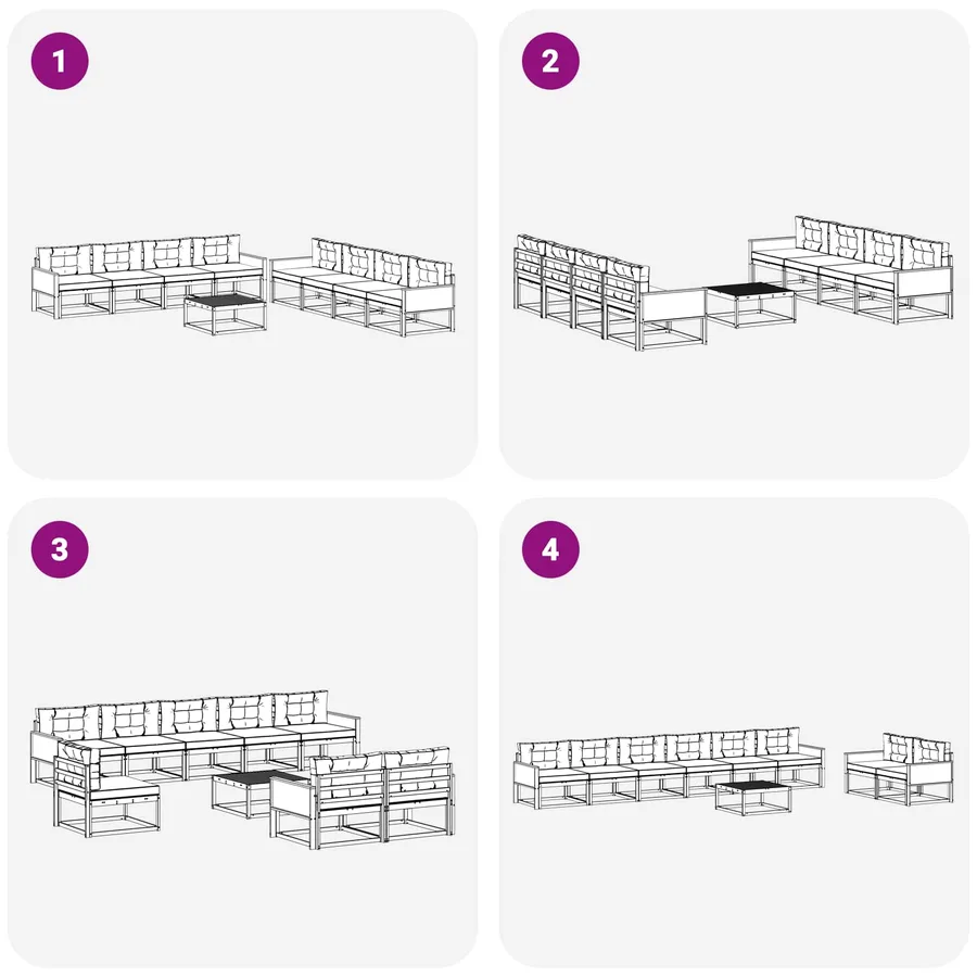 Ensemble de canapés d'extérieur 9 pcs Naturel et Crème - 6