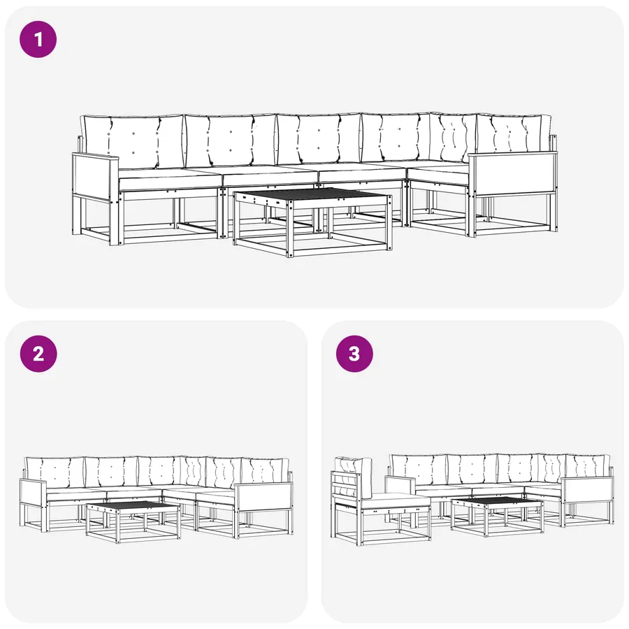Ensemble de canapés d'extérieur 6 pcs Naturel et Gris clair - 7