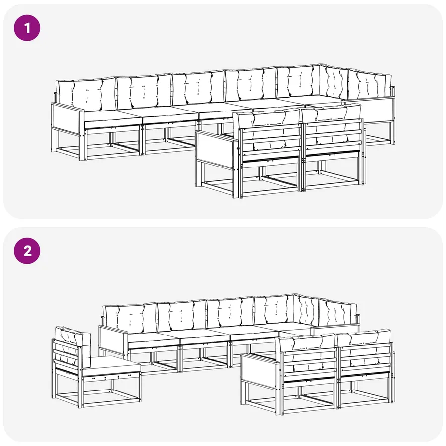 Ensemble de canapés d'extérieur 8 pc Naturel et Beige - 7