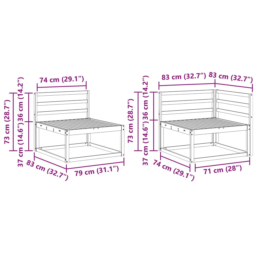 Ensemble de canapés d'extérieur 7 pcs Naturel - 7