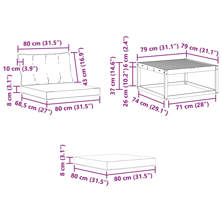 Ensemble de canapés d'extérieur 4 pcs Naturel et noir - 8