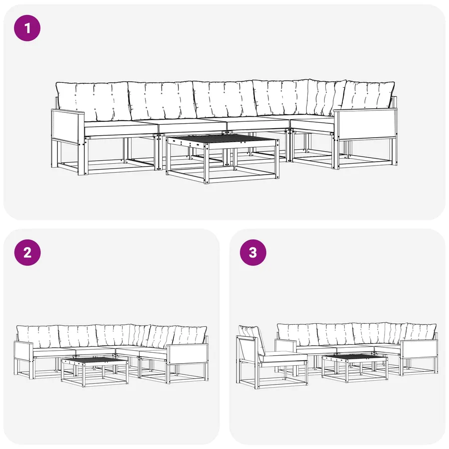 Ensemble de canapés d'extérieur 6 pcs Naturel et noir - 9