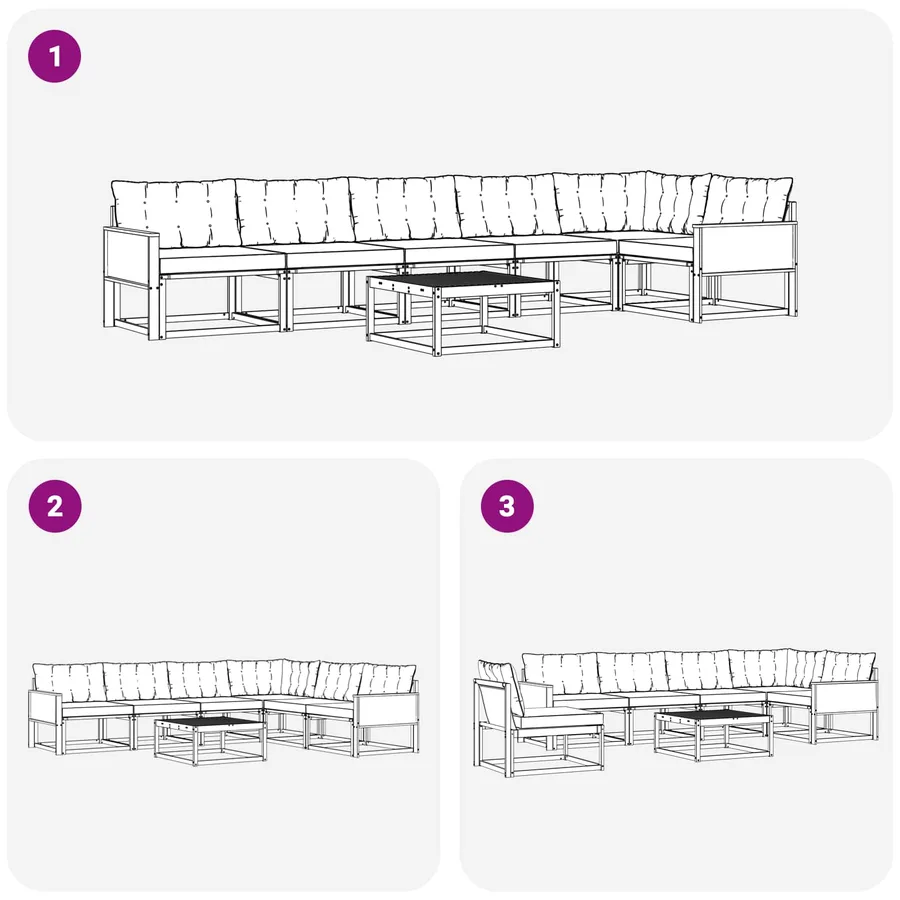 Ensemble de canapés d'extérieur 7 pcs Naturel et noir - 9