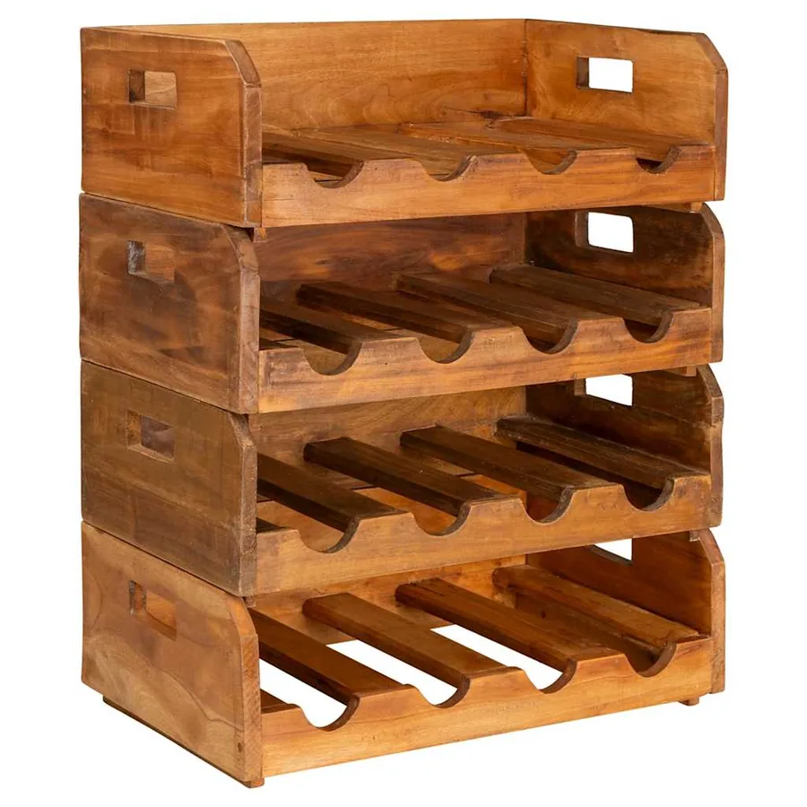 Casiers à bouteilles 4pcs de 16 bouteilles bois d'acajou massif - 2