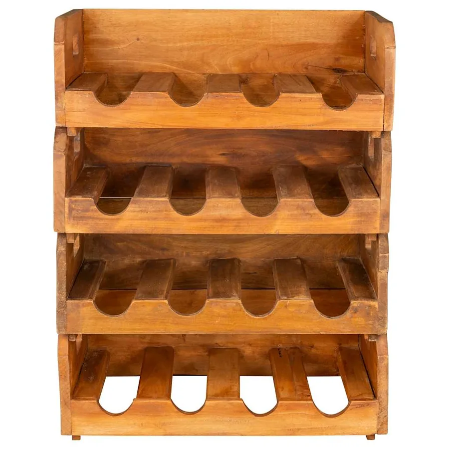 Casiers à bouteilles 4pcs de 16 bouteilles bois d'acajou massif - 5