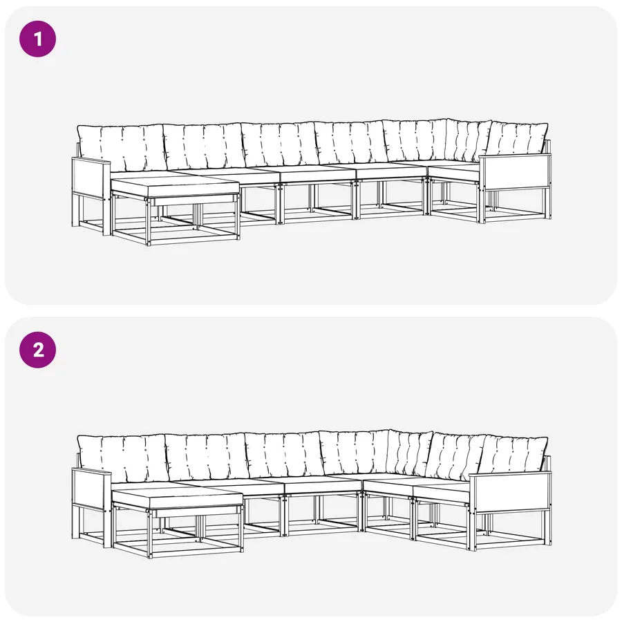 Ensemble de canapés d'extérieur 7 pcs Naturel et Beige - 10