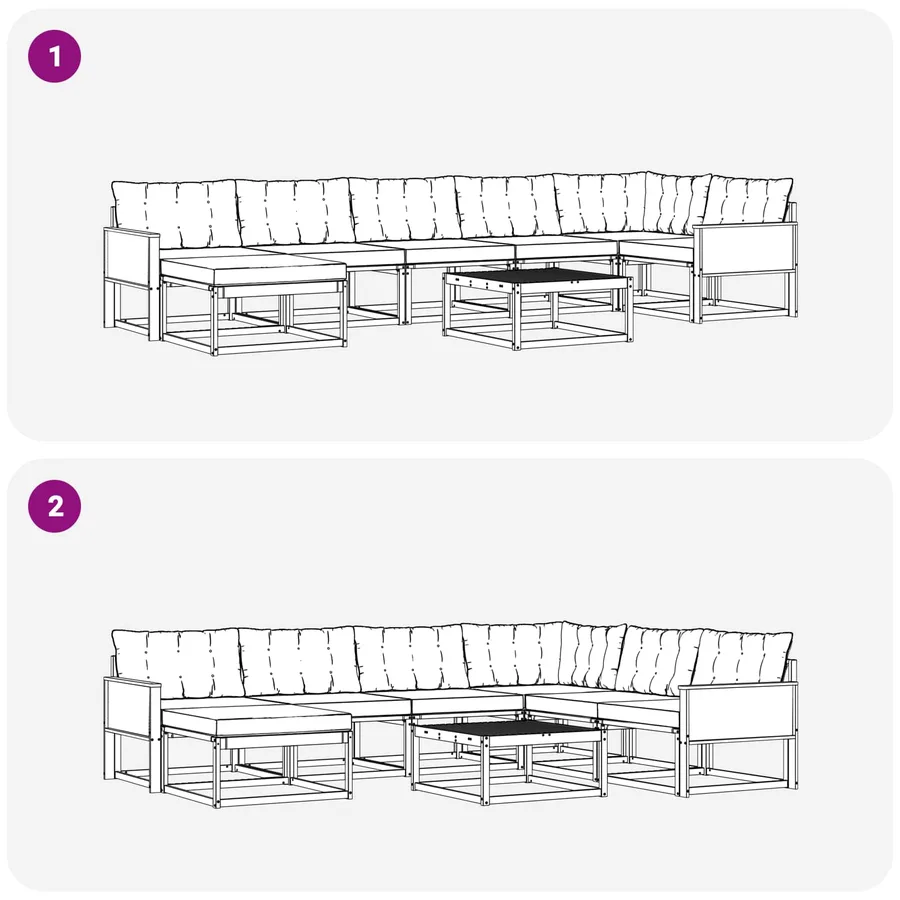 Ensemble de canapés d'extérieur 8 pcs Naturel et Beige - 11