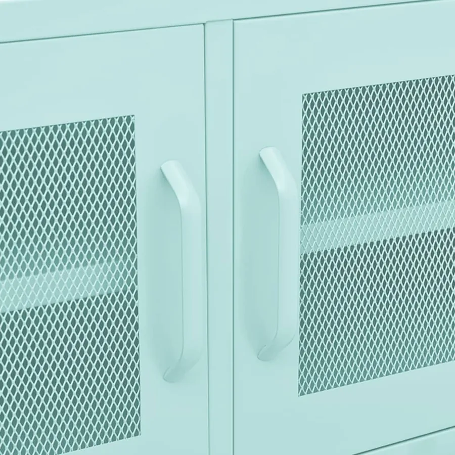 Meuble TV Vert menthe 105x35x50 cm Acier - 8